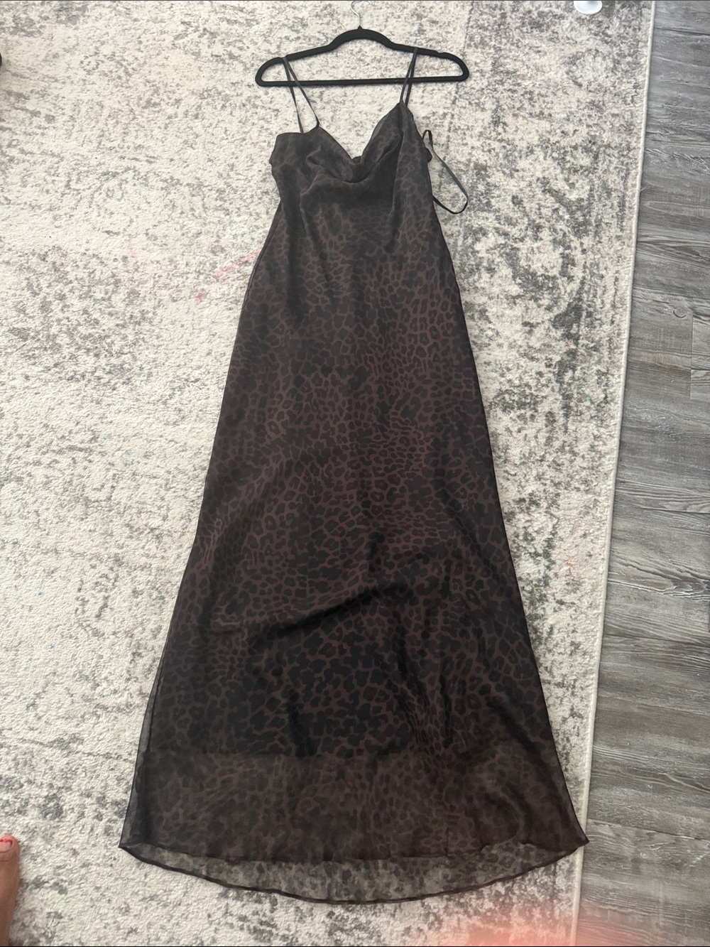 Gianni Bini Brown Leopard Print Slip Maxi Dress